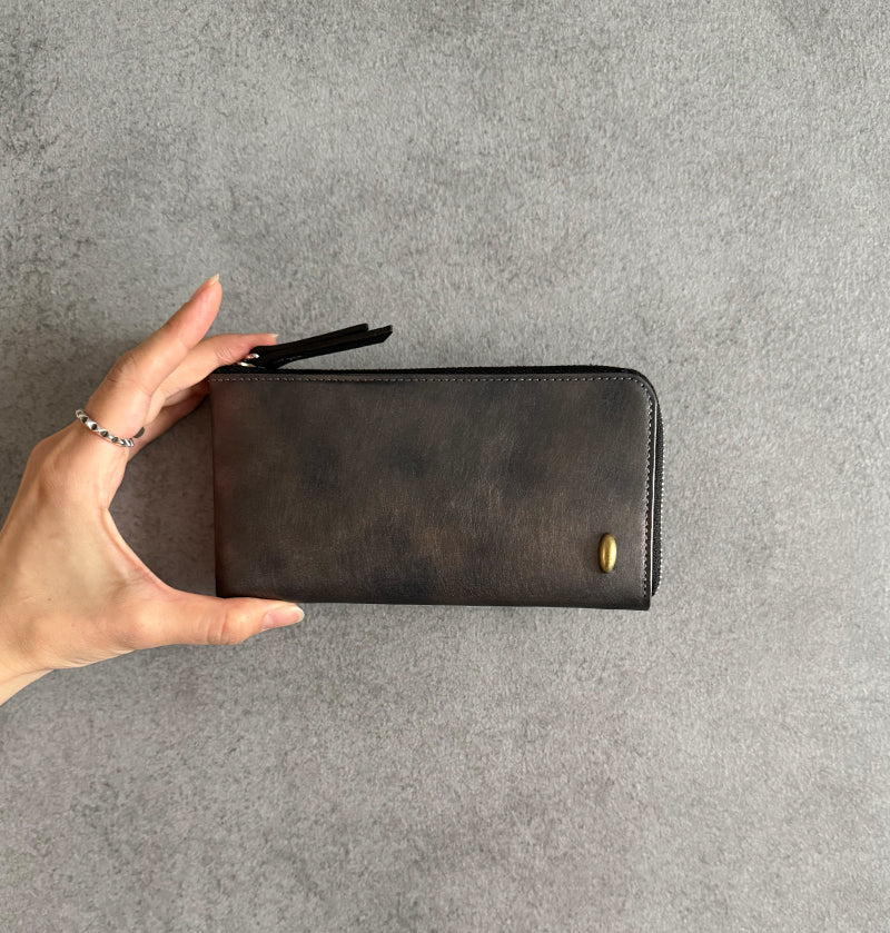 L Zip Wallet | 「霧(Kiri)」夜霧のようなグラデーションのコンパクト長財布